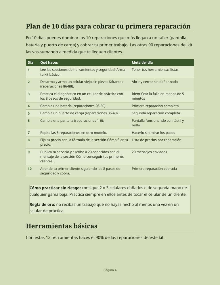 Contenido real del manual: Plan de 10 días